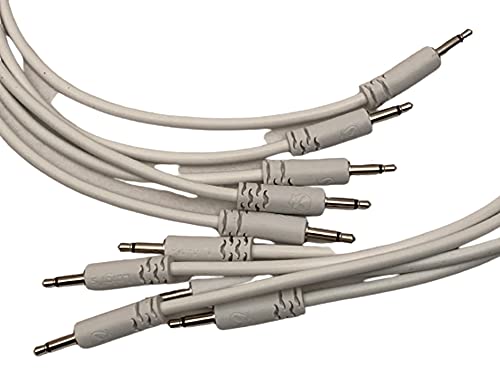 Luigi's Modular Supply Spaghetti Eurorack Patch Cables - Package of 5 White Cables, 6" (15 cm)