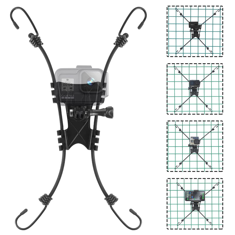 Koqeiey Net/Chain Link Fence Mount Compatible with GoPro Action Cameras and One X2,Smart Phones ,Mevo Start, and Other Action Cameras for Softball, Baseball, Football Games Recording