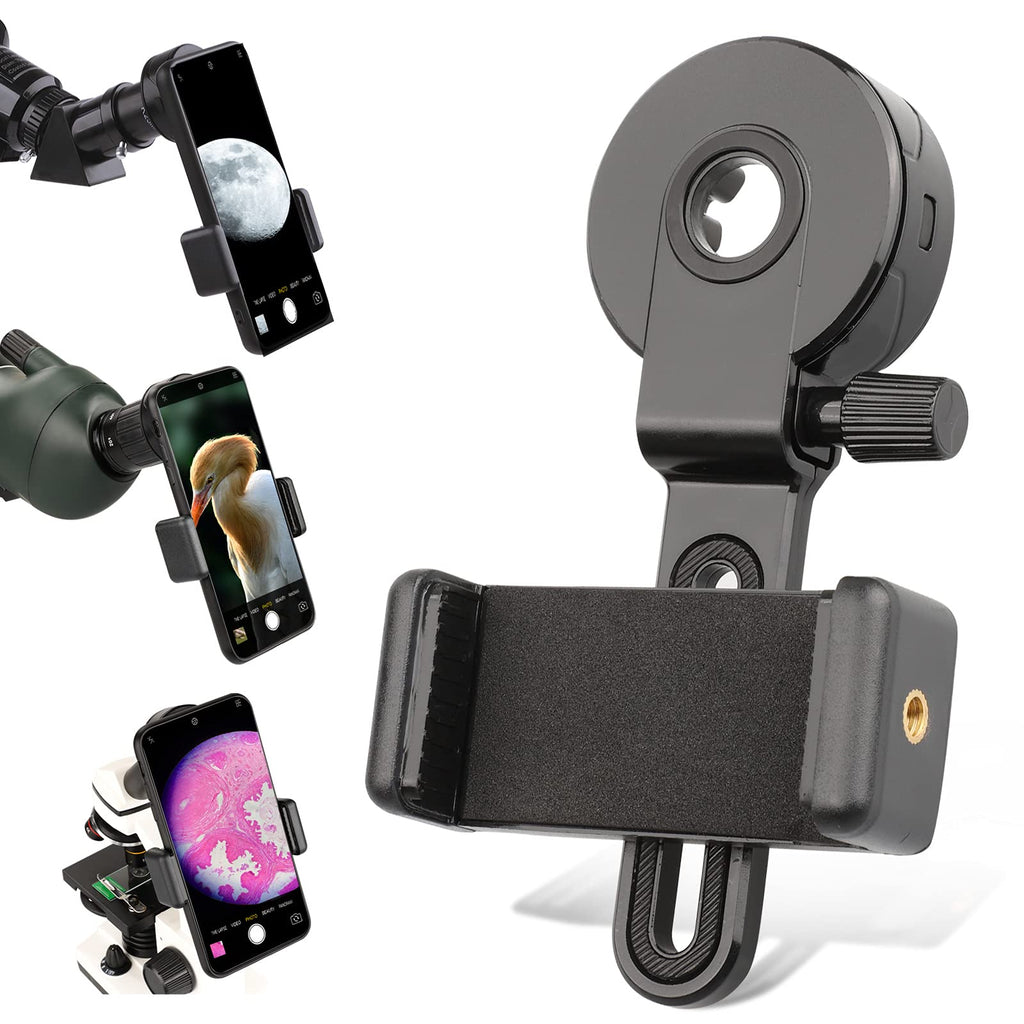 Universal Phone Adapter Mount-Phone Clip Compatible with Binoculars Monocular Spotting Scope Telescope Microscope-Fit Kinds of Smartphone-Capture and Record The Discoveries