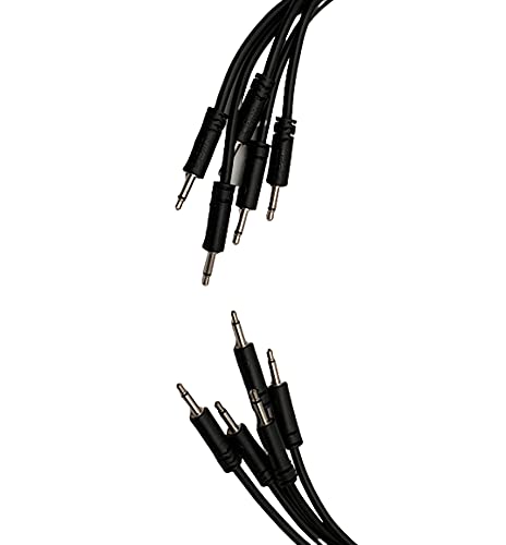 Luigis Modular Supply Spaghetti Eurorack Patch Cables - Package of 5 Black Cables, 18" (45 cm)