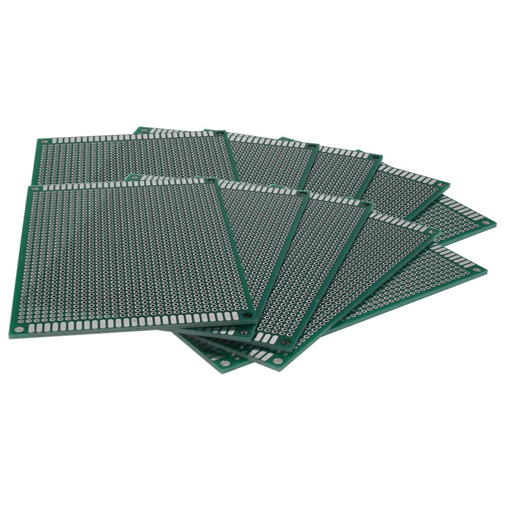 Heyiarbeit 10Pcs 8x12cm Double Sided PCB Board Tinned Through Holes Universal Printed Circuit Proto Board for DIY Soldering Electronic Projects Practice Test Circuit