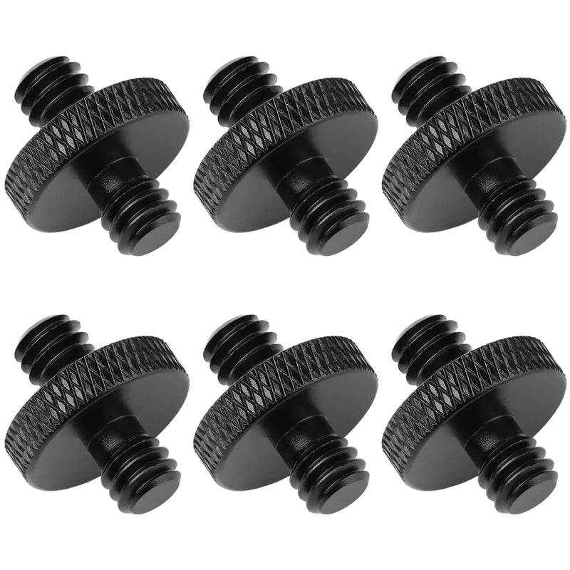 6 Pack 1/4" Male to 1/4" Male Threaded Tripod Screw Adapter Double Sided Standard Mounting Thread Converter for Camera Cage Mount Frgyee 1/4-1/4 Male 6pc