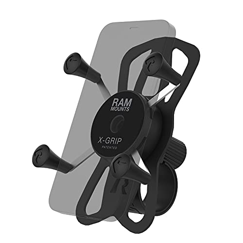 RAM MOUNTS X-Grip Phone Mount with RAM Tough-Strap Handlebar Base for Bikes and Motorcycle Handlebars Small Phones