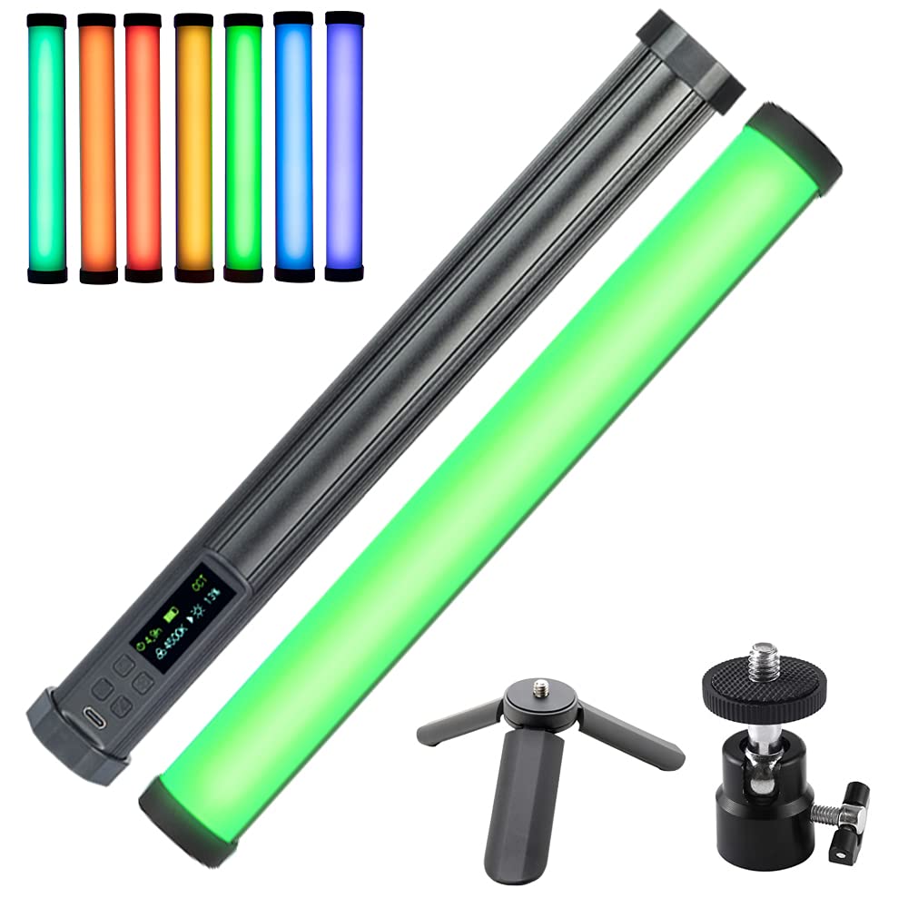 FOTOBETTER RGB LED Video Light Stick Wand Photography Lighting Kit with Magnetic Light Tube, 21 Lighting Effects, 2500K-9900K, CRI 97+,USB Rechargeable 5200mAh Battery LW-R180F Light (US)