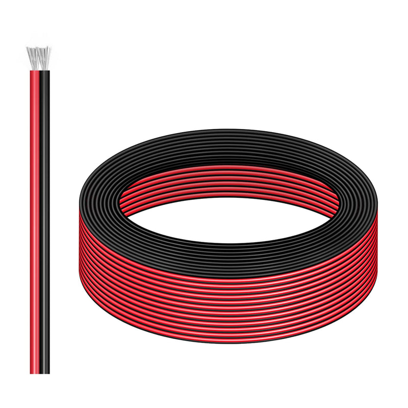 Tnuocke 22AWG 20M Extension Cable Wire Cord 65.6ft Wire Cord Stranded Tinned Copper Red Black for Led Strips Single Color 3528 5050 H-049 22AWG Extension Cable Wire