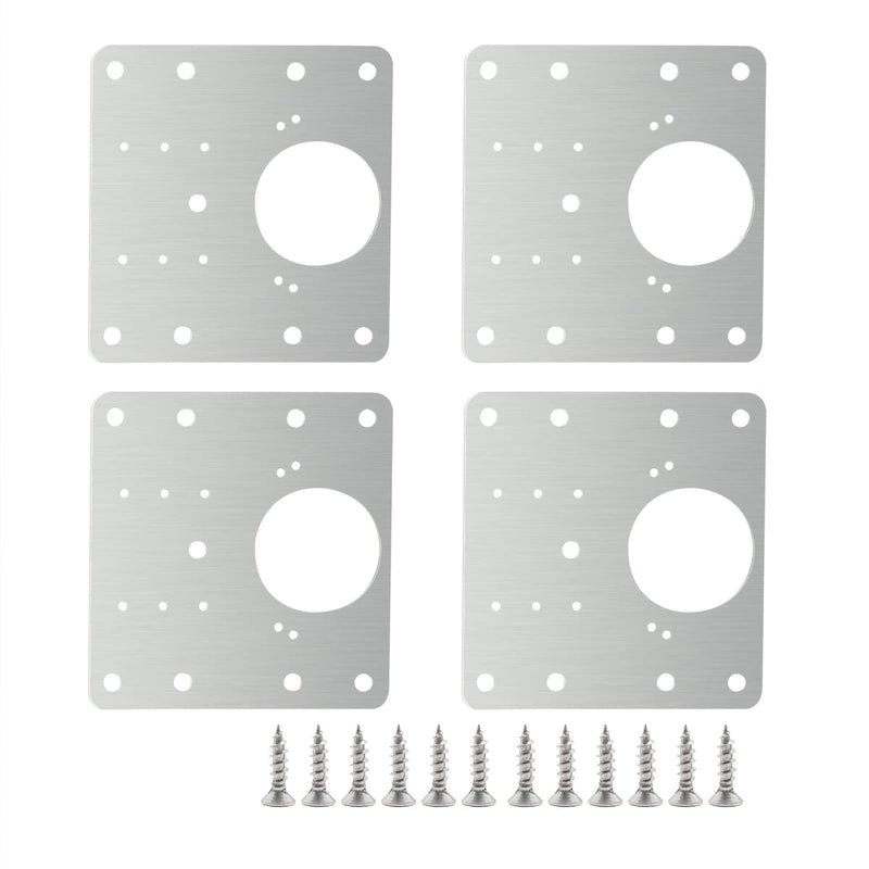 4 PCS Hinge Repair Plate,Stainless Steel Fix The Hinge Side Plate Repair Piece with Mounting Screws for Wood, Furniture, Shelves, Cabinet