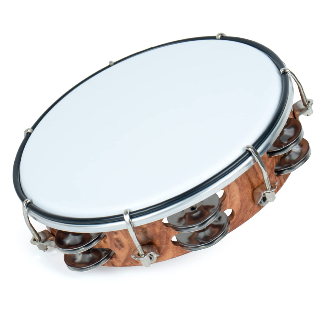 MUSCELL Tambourine for Adults,Hand Held Plastic Tambourines Drum Double Row Metal Jingles Musical Instrument-8" 8"
