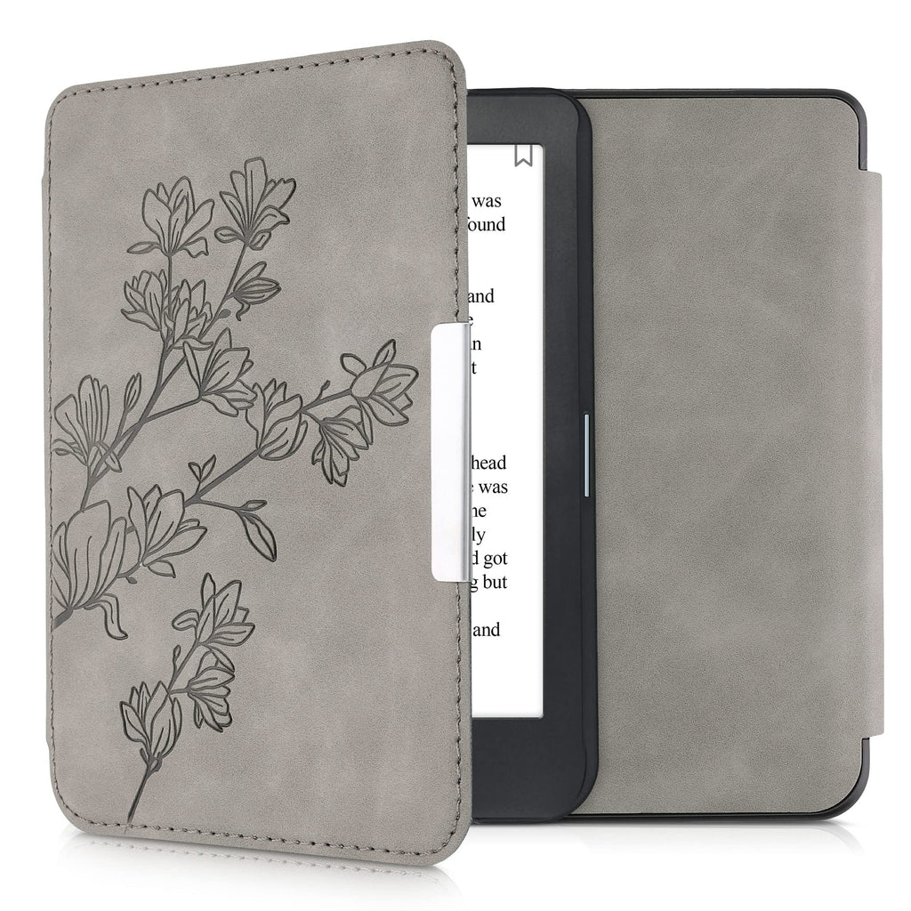 kwmobile Case Compatible with Kobo Clara HD - Case e-Reader Cover - Magnolias Grey Magnolias 22