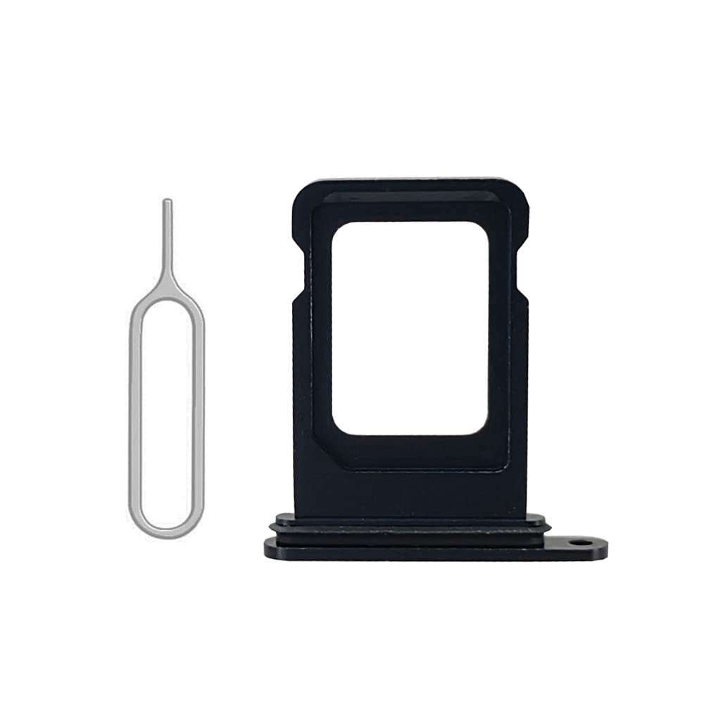 SIM Card Tray Holder Slot with Rubber Waterproof Gasket Replacement incl. Open Eject Pin for iPhone 13 (Single Sim) Midnight Black