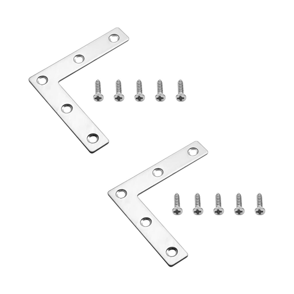 Heyiarbeit 10PCS L-Shaped Right Angle Bracket (L x W) Stainless Steel Right Angle Bracket Fastener Silver