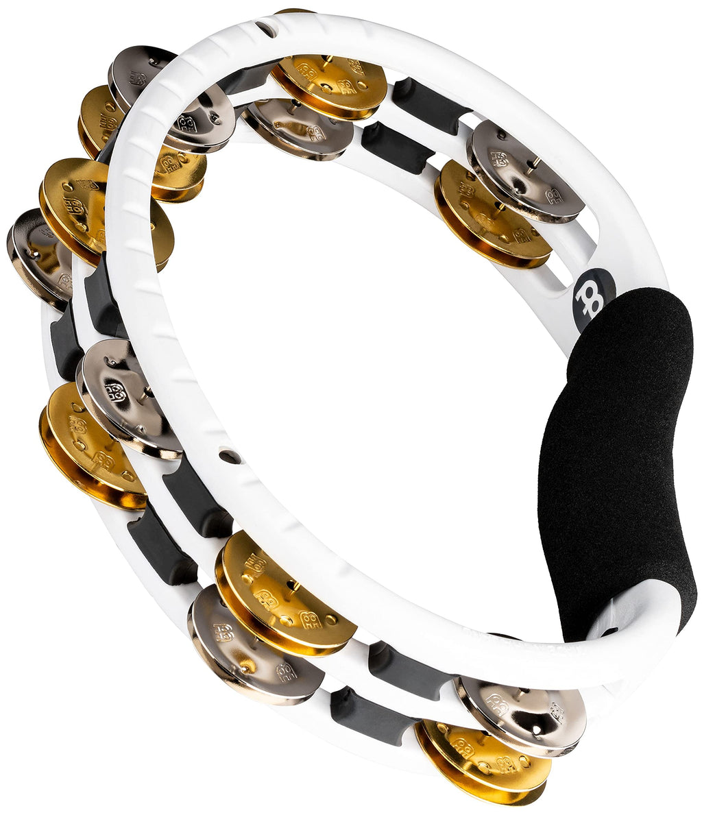 Meinl TMT1MWH Hand Tambourine and Dual Alloy Jingles - White