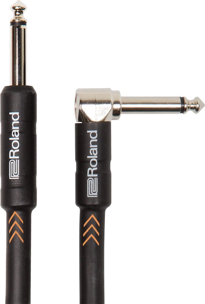 Roland Black Series Instrument Cable, Angled/Straight 1/4" Jack - Ric-B20A, Length: 20Ft / 6M 6 Meters