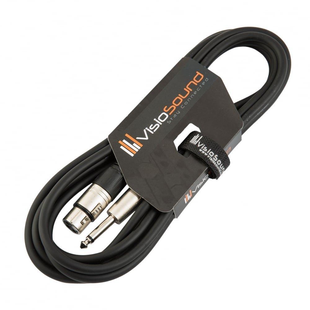Female XLR to 6.35mm 1/4" Mono Jack Lead/Microphone/Signal Cable / 6 Colours 3m Black