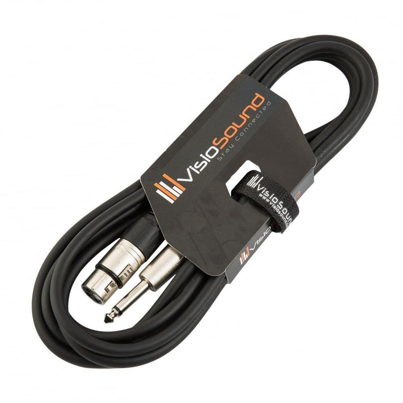 Female XLR to 6.35mm 1/4" Mono Jack Lead/Microphone/Signal Cable / 6 Colours 3m Black