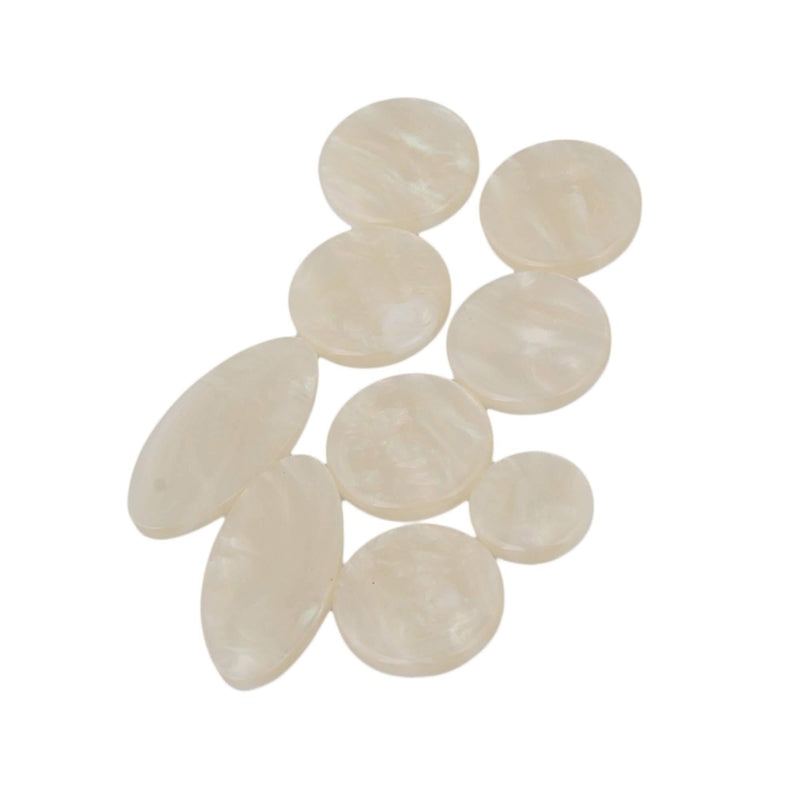 Yibuy Plastic Key Buttons Replacement Inlays Pearl for Alto Tenor Treble Sax Pack of 9 Creamy-white Color