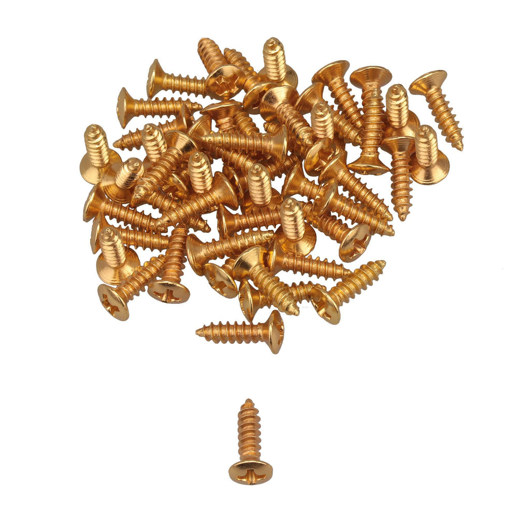 Yibuy Gold Electric Guitar Bass Jack Mounting Screws for Scratchplates Pickguard/Hard Set of 50