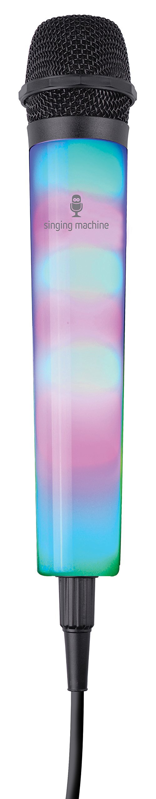 Singing Machine Wired Microphone with LED Flashing Lights & 3 Metre Cord Wired LED Light Up Mic Black