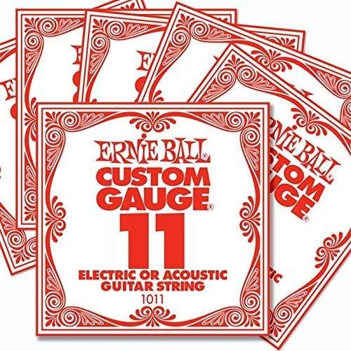 6 Pack Ernie Ball Custom Gauge 11's Guitar Single Strings Electric/Acoustic