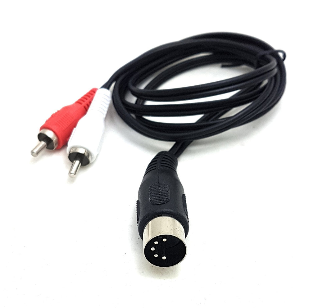 MainCore 1m Long 5-Pin Midi to x 2 RCA Phono Male Plugs Audio Cable Lead Cord