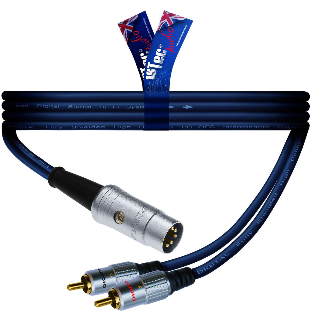 1STec 1m 5 Pin DIN Stereo Audio Cable with 2 RCA Phono Plugs. This Cable is suitable for connecting various audio sources to B&O Naim Quad or similar Amplifiers (RCA-DIN, 1 Metre) RCA - DIN