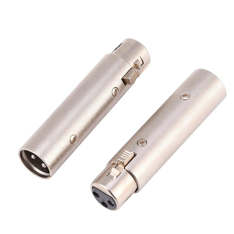 2Pcs 3-Pin XLR Male to Female Socket Connector Audio Microphone Mic Extension Adapter Gender Changer Coupler