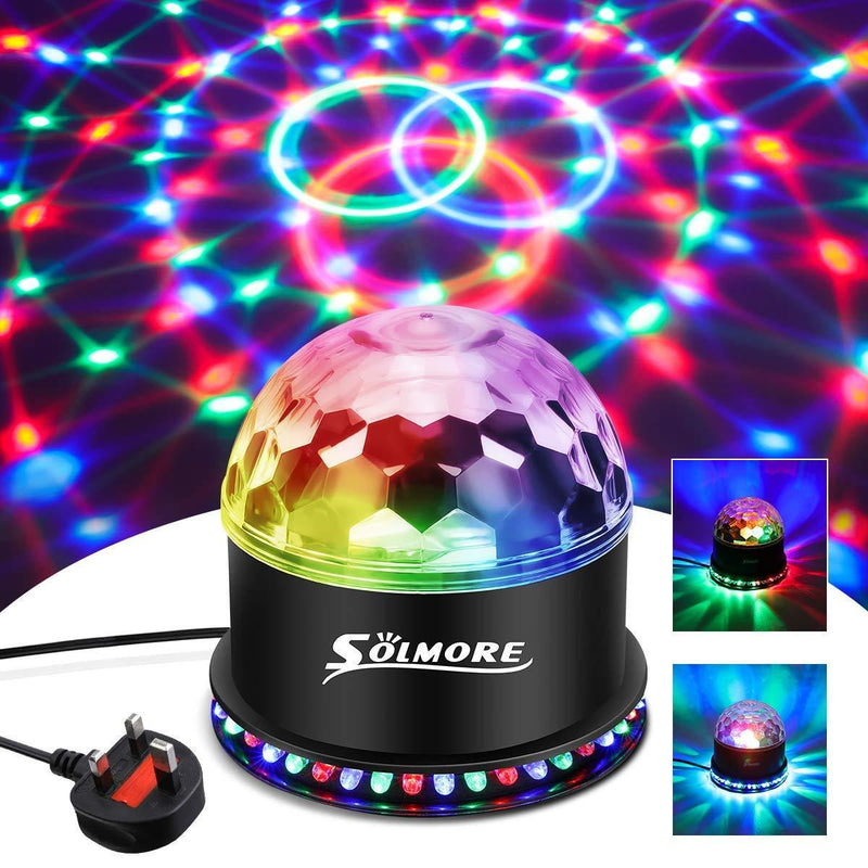 Disco Lights SOLMORE 51 LEDs Party Stage Lights 12W RGB Disco Ball Light Sound Activated Automatic Lighting Strobe lights Unique Sequential Flashing Effect for Kids Festival Birthday Party Bar UK Plug