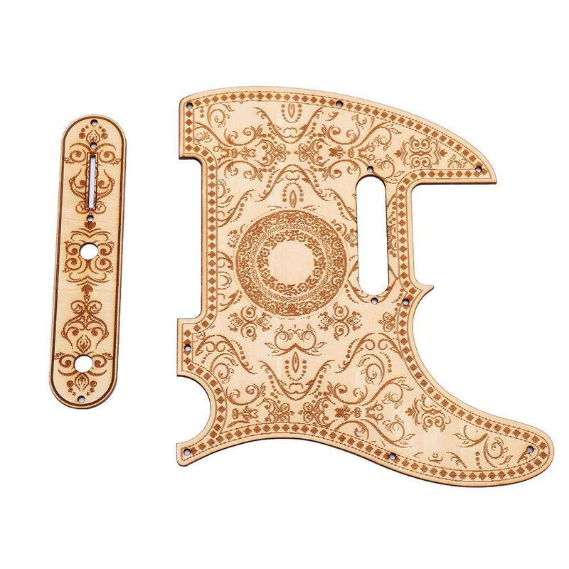Dilwe Guitar Pickguard, Maple Wood Plate Protector Engraving Vintage Style Pickguard Set for TL Guitar Replacement Parts