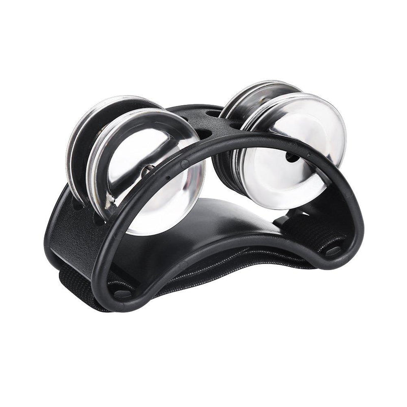 Foot Tambourine, 3 Colors Foot Tambourine Percussion Musical Instrument with Metal Jingles Bell for Drum Accessory Instrument(Black) Black