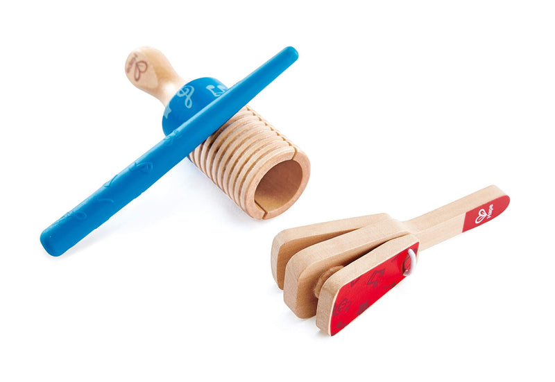 Hape E0605 Wooden Percussion Duo Musical Instruments - Guiro and Clapper