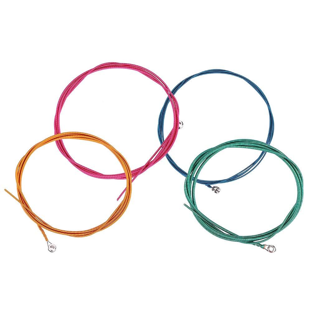 Drfeify Metal Bass Strings, 4-String Metal Colorful Electric Bass Strings Instrument Bass Accessory and Part