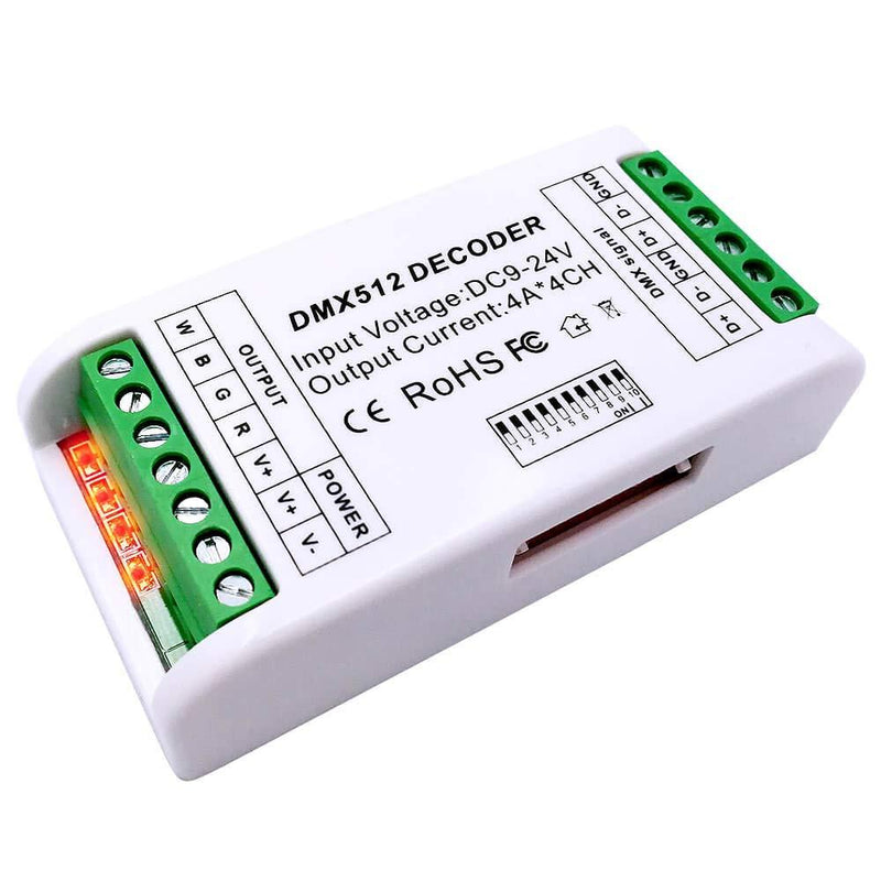 GIDERWEL Mini 4 Channel DMX RGBW Decoder 16A RGB RGBW Strip Controller DMX 512 Dimmer Driver For LED Strip Lights DC12-24V