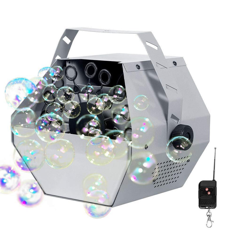 Portable Automatic Bubble Machine with Wireless Remote and Automatic Mode, softeen Automatic Bubble Blower Maker Machine for Indoor or Outdoor Use, Perfect for Party, Birthday, Wedding, Stage -Gray without led lights gray