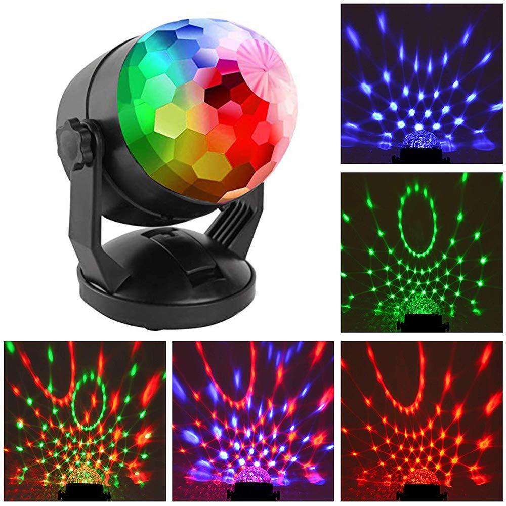 Mini Sound Activated Party Lights Battery Powered/USB Portable RGB Disco Ball Light Dj Lighting Strobe Lamp 7 Modes Stage Par Light for Car Home Room Dance Parties Birthday Karaoke Club Wedding