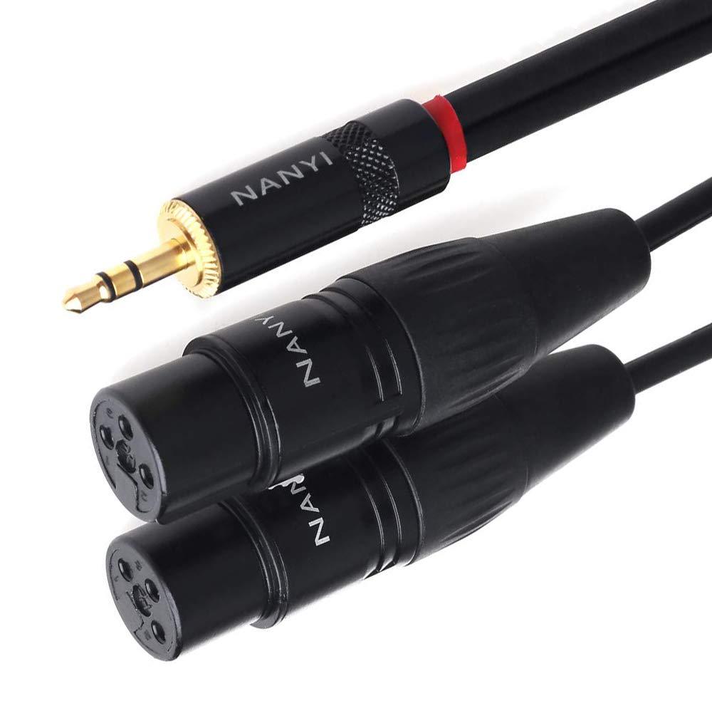 NANYI 3.5mm to 2XLR Microphone Splitter Audio Cables, TRS Stereo Male to Two XLR Female Interconnect Audio Microphone Cable, Y Splitter Adapter Cable -3 Meters