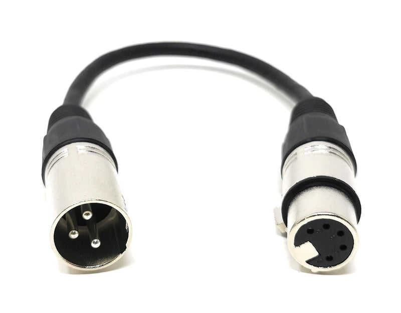 MainCore 20cm 3 Pin XLR Male Plug to 5 Pin DMX Female Socket Adapter Cable Lead for Sound & Lighting