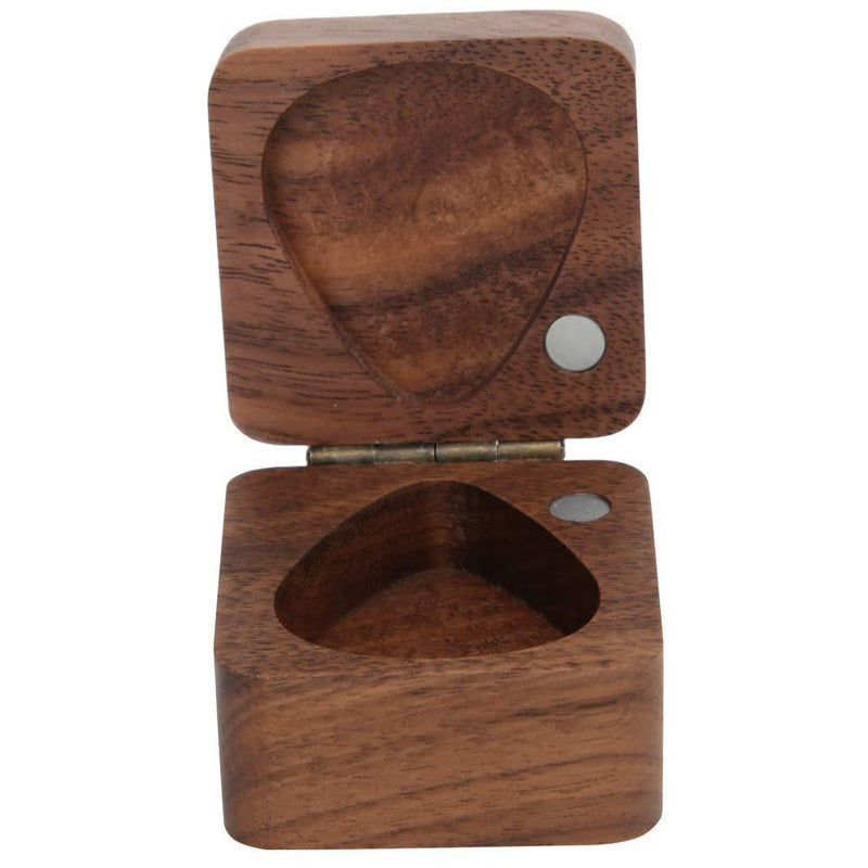 Bnineteenteam Guitar Wood Picks Box,Acacia Wood Square Guitar Pick Box Plectrum Container for Guitar Standard Picks