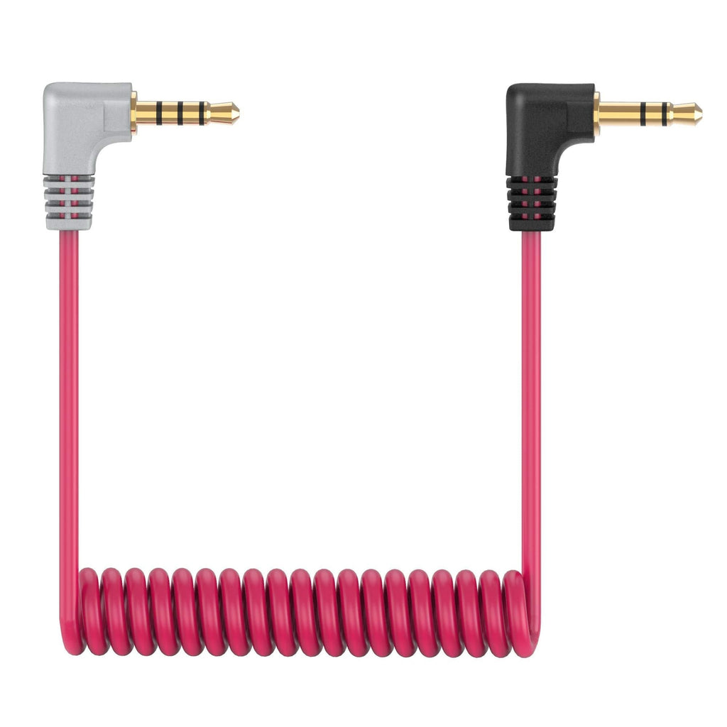[AUSTRALIA] - 3.5mm TRS to TRRS Microphone Cable, Ancable 1/8 Male to Male Coiled Right Angle Mic Cord Compatible iPhone, Smartphone, Tablets with Rode SC7, VideoMic, VideoMicro Go, BOYA and More External Mic Red 