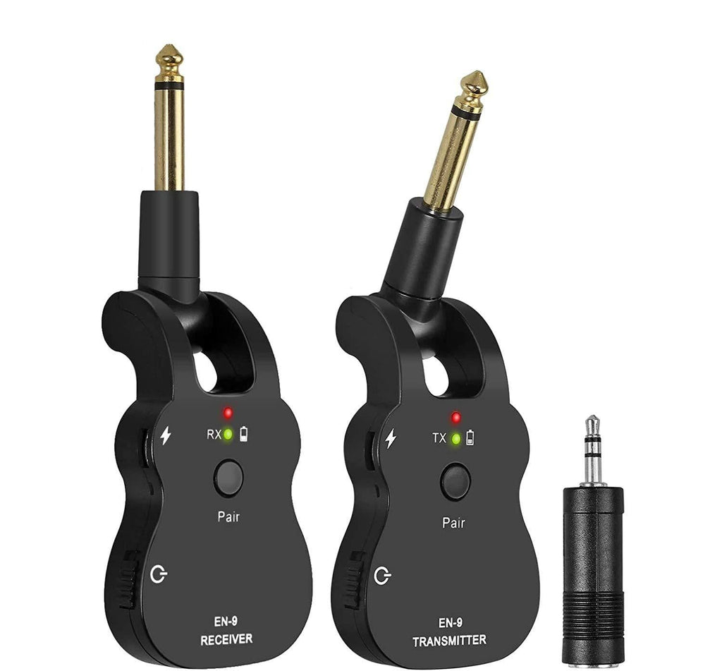 LiNKFOR 2.4G Wireless Guitar System Built-in Rechargeable Wireless Guitar Transmitter Receiver Support 6 Channels Audio Transmitter Receiver for Electric Guitar Bass