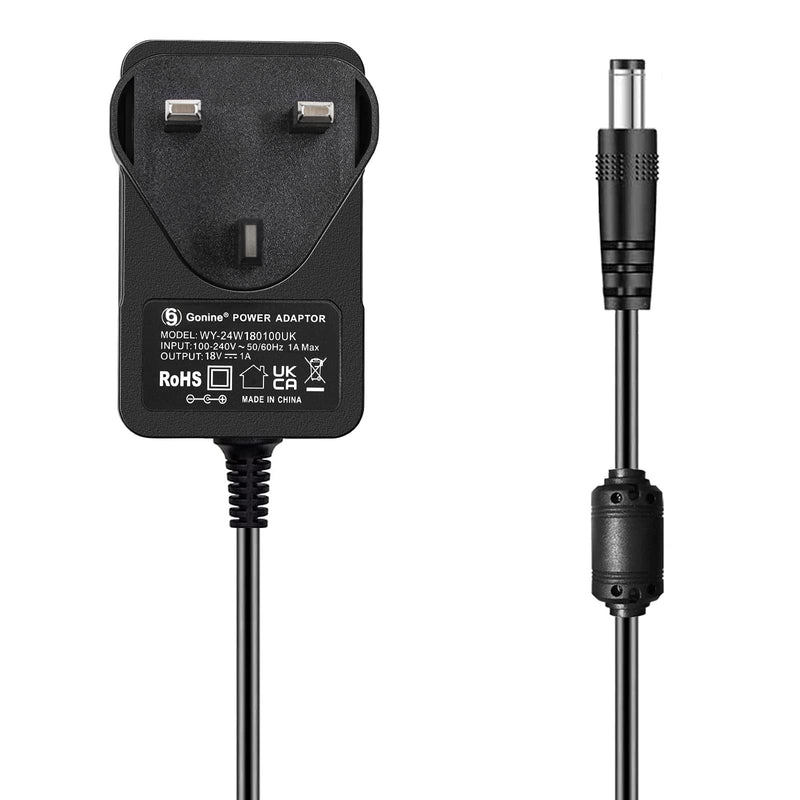 Gonine AC 100V-240V Converter Adapter DC 18V 1A Power Supply Adapter Wall Mount Charger with 5.5MM x 2.1MM Plug for 18volt 100mA-1000mA Equipment
