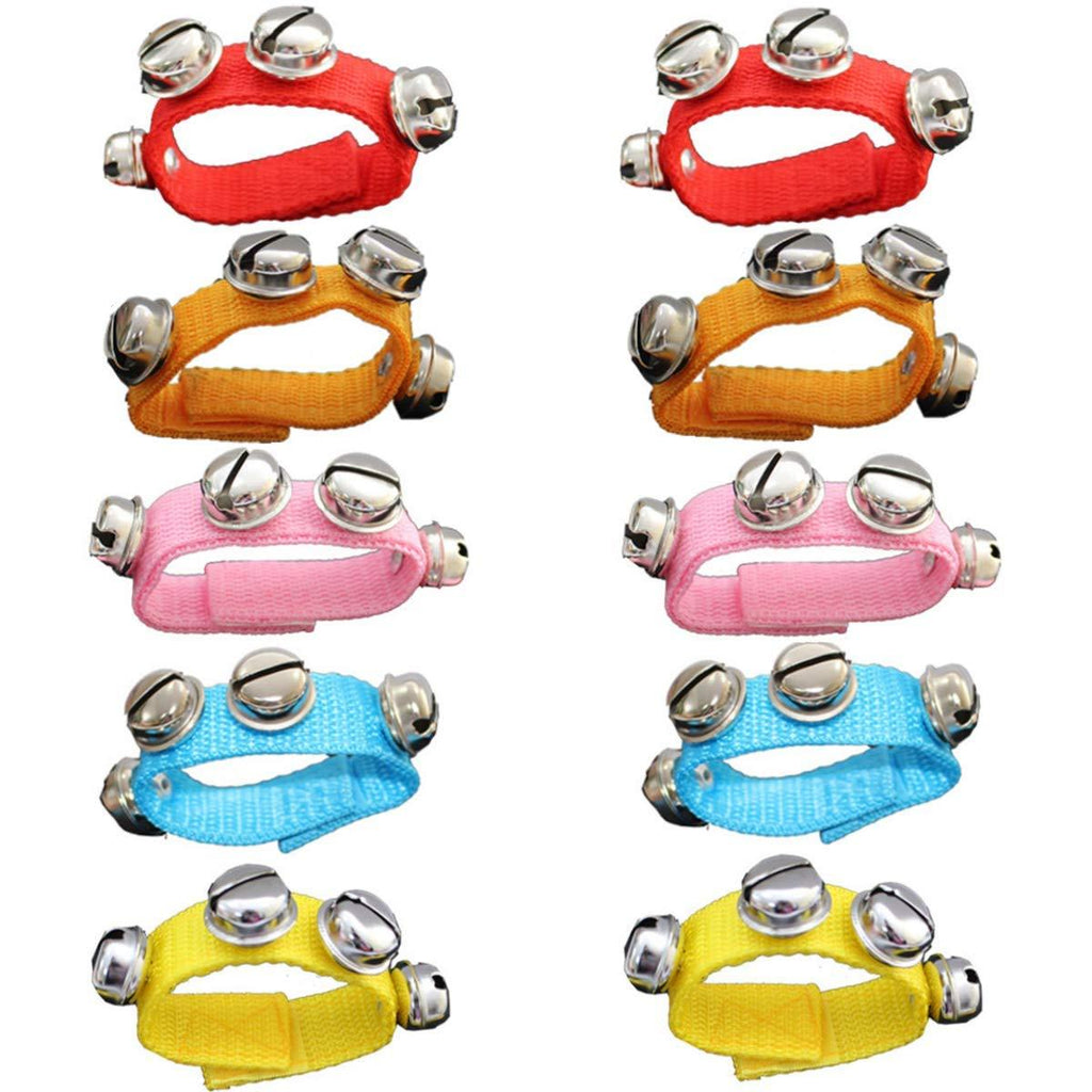 10 Pcs Multi Color Musical Rhythm Toys and Nylon Band Wrist Bell Ankle Bells Band Wrist Bell Wrist Foot Bell Instrument for Kids Baby Adult Best Holiday Birthday Party Gifts