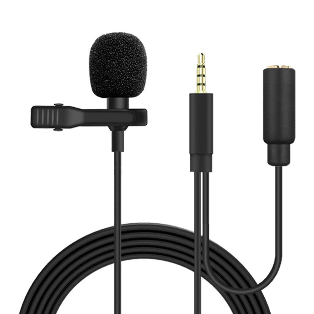 MeloAudio Professional Lavalier Lapel Clip-on Interview Podcast Noise Cancelling Microphone with Omnidirectional Mic and Headphone Monitoring for YouTube Vlogs Video Recording for Android/iOS Devices