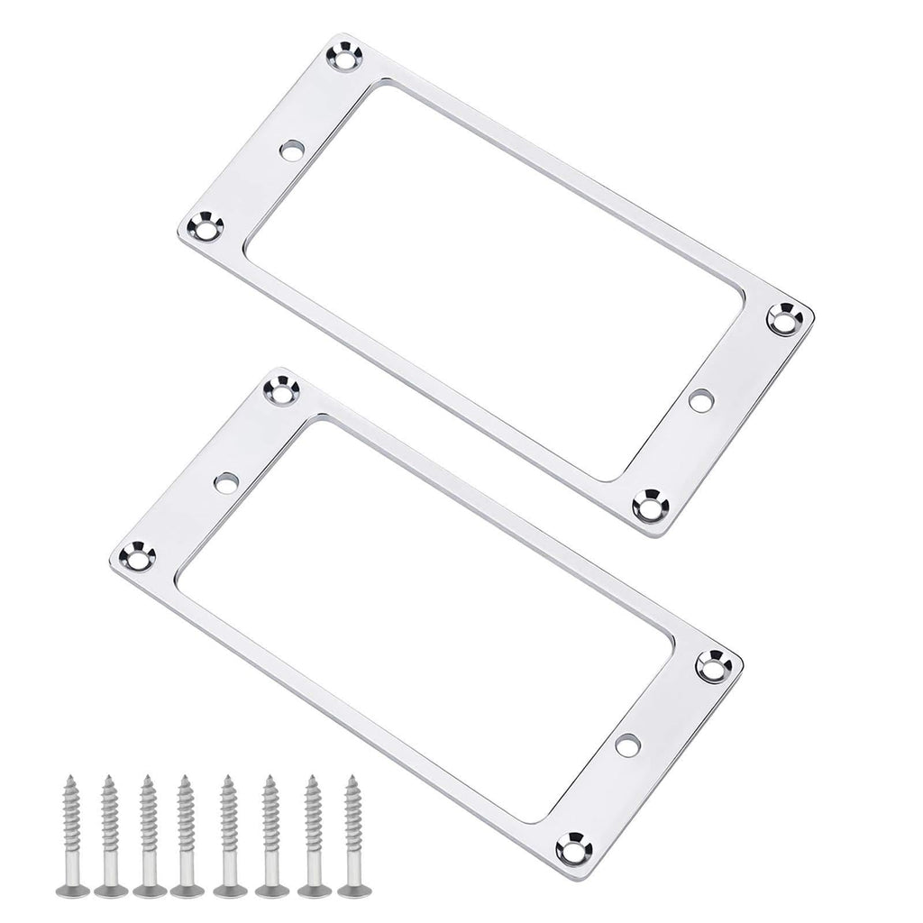 2Pcs Silver Humbucker Pickup Mounting Rings With Screws Fittings 92x45.5x2mm Metal Flat Pickup Cover Frame For Electric Guitar Replacement Parts