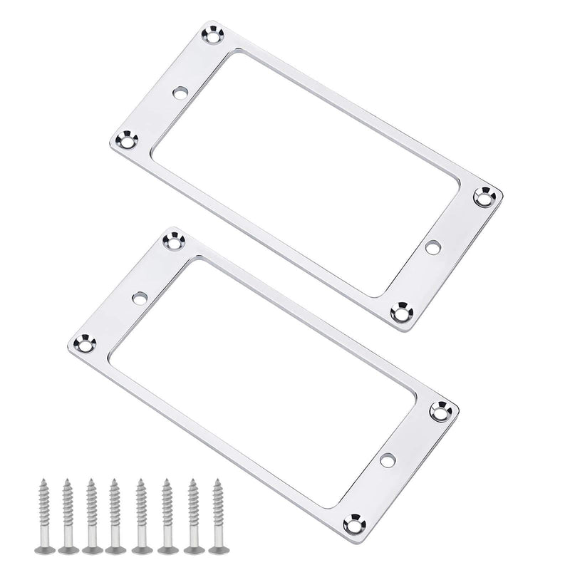 2Pcs Silver Humbucker Pickup Mounting Rings With Screws Fittings 92x45.5x2mm Metal Flat Pickup Cover Frame For Electric Guitar Replacement Parts