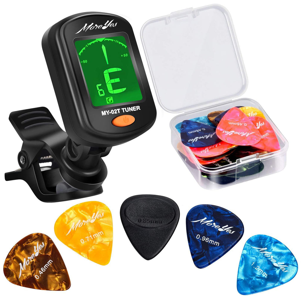 28pcs Guitar Picks with Tuner, MOREYES Guitar Plectrums for Your Acoustic,Electric,or Bass Guitar 0.46 0.71 0.85 0.96 1.2mm