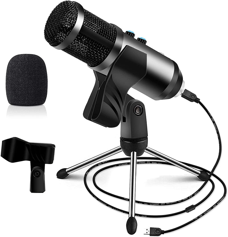 Condenser Microphones Multipurpose, USB PC Gaming Microphone Plug and Play Compatible with Foldable Tripod Stand For PC Laptop Desktop Computer Broadcasting Meeting Voice Overs and Streaming