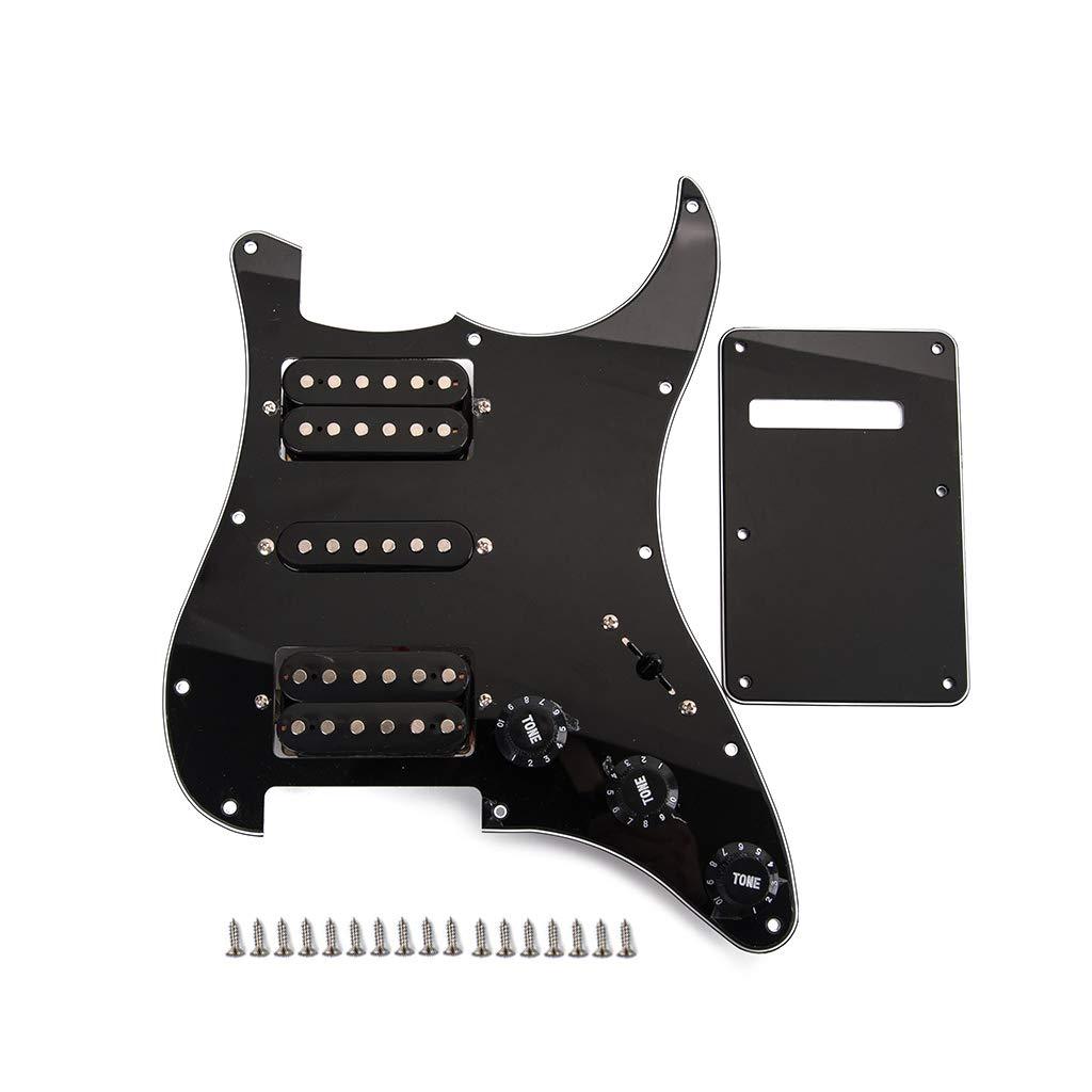 Alnicov Black Wired Plate Pickguard Humbuckers for HSH Guitar With Back Cover and Screws