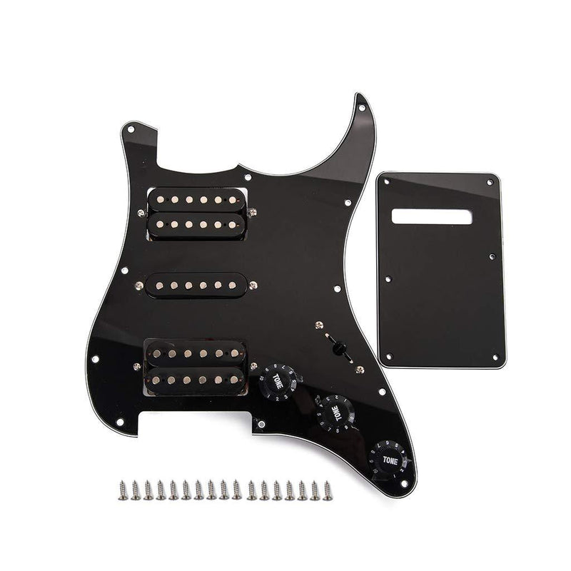 Alnicov Black Wired Plate Pickguard Humbuckers for HSH Guitar With Back Cover and Screws