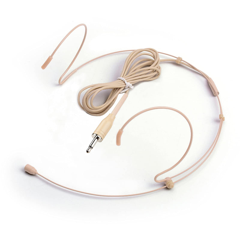 Sujeetec Microphone Headset Discreet Headworn Earset Over Ear Mic for Portable Voice Amplifier, Ideal for Lectures – Beige