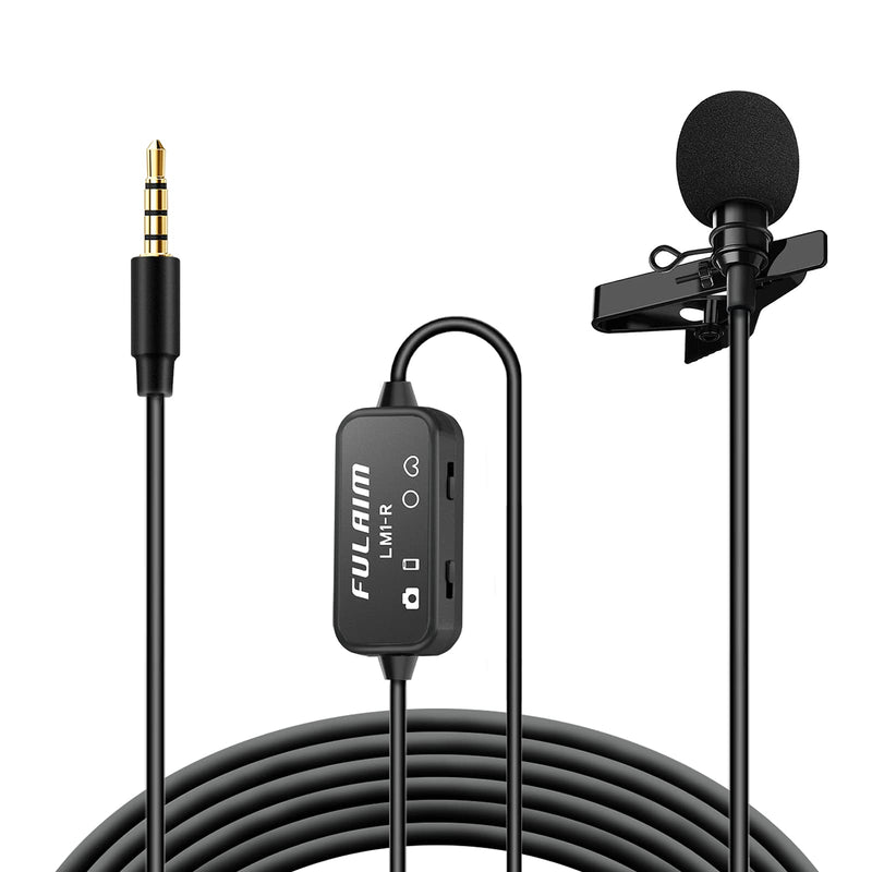 FULAIM Lavaier Lapel Microphone with Cardioid and Omnidirectional Pickup Patterns for iPhone Android Smartphone Camera Laptop PC, 19.7Ft Professional Condenser Mic for Recording, Livestream, YouTube 3.5mm