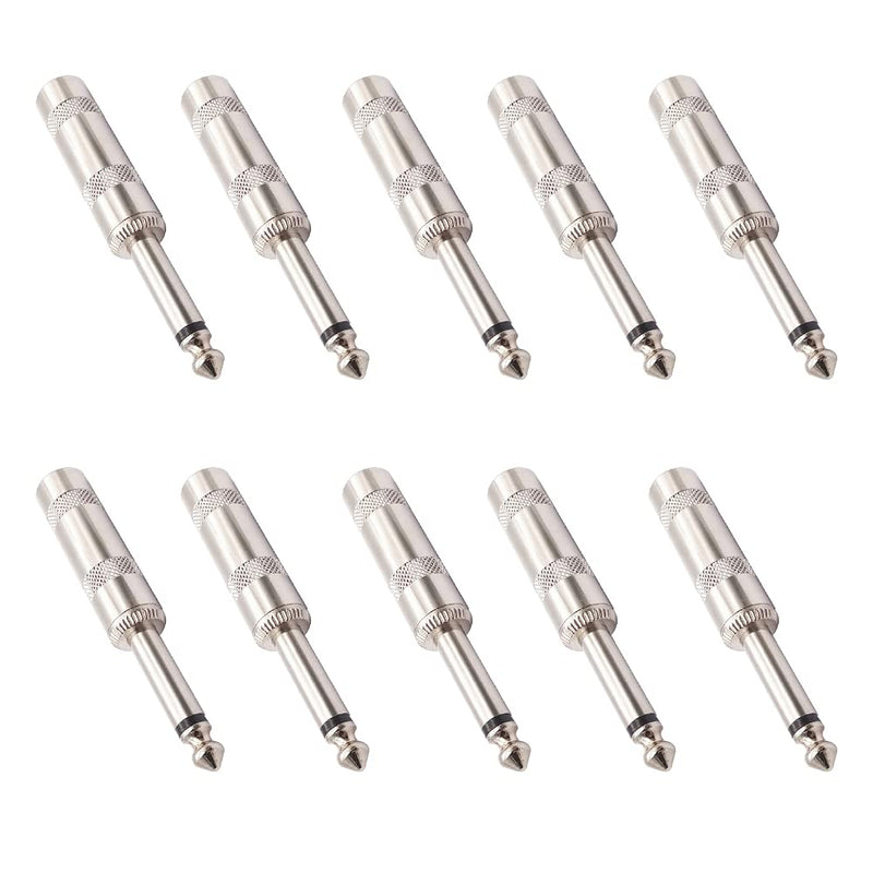10 Pcs 6.35mm to 3.5mm Adapter Headphone Adapter Male Mono Jack Adapter for Guitar Speaker Microphone Instrument Patch Cables
